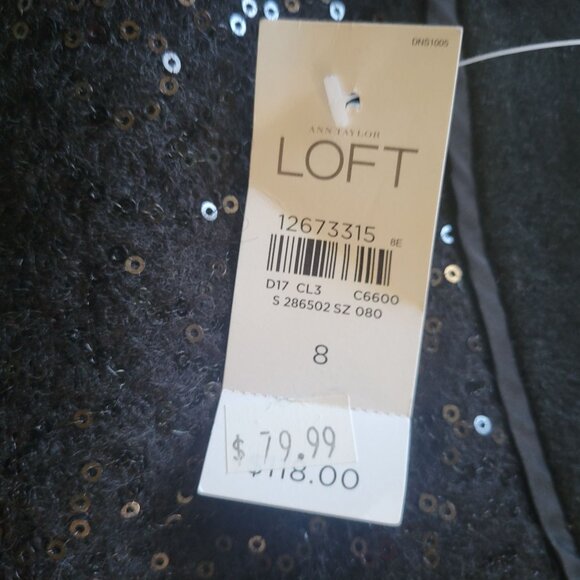 Ann Taylor LOFT Black Sleeveless Sequin Overlay Sheath Dress Size 8 NWT - Picture 5 of 7